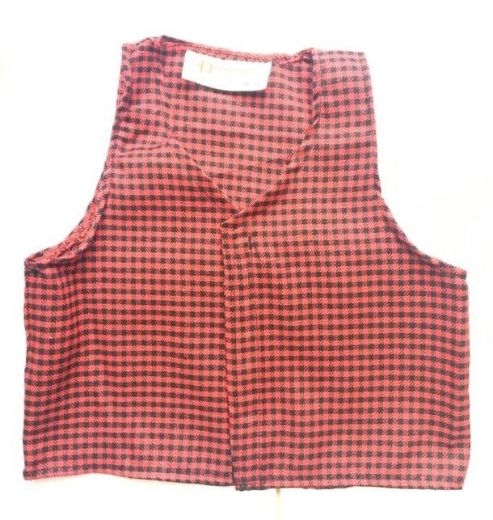 Boys Red & Black Check Traditional Welsh Costume Waistcoat with Velcro ...